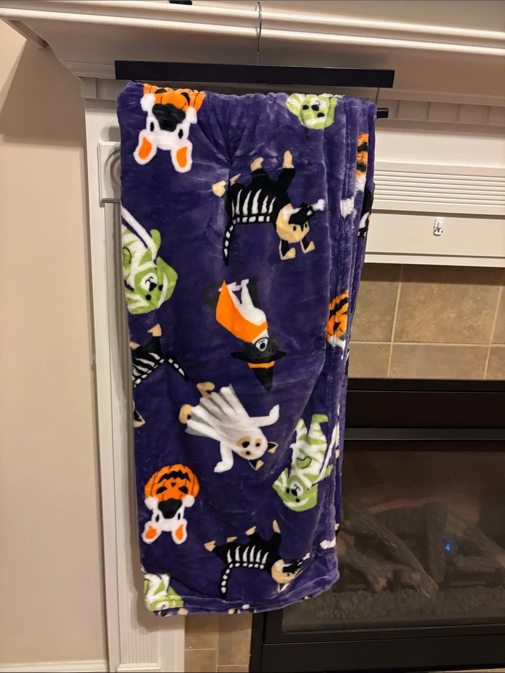 Halloween supersized dog dress up in custom Blanket - Purple Ghost & Pumpkin D